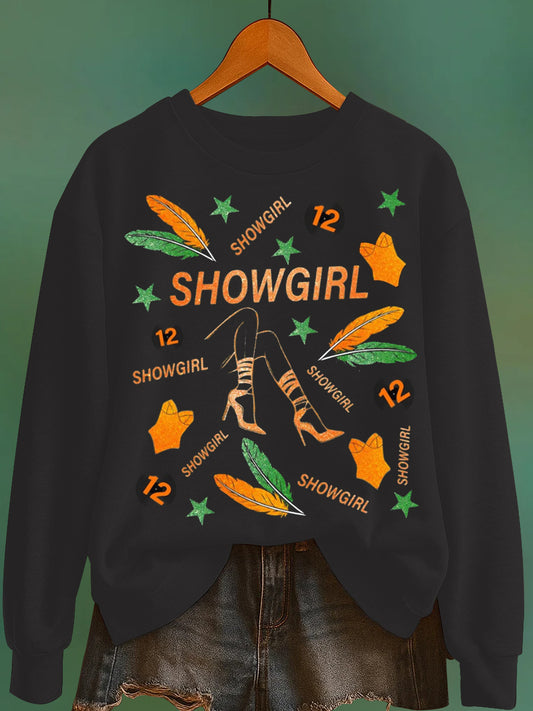 Women's The Life of A Show Girl Fan Print Sweatshirt