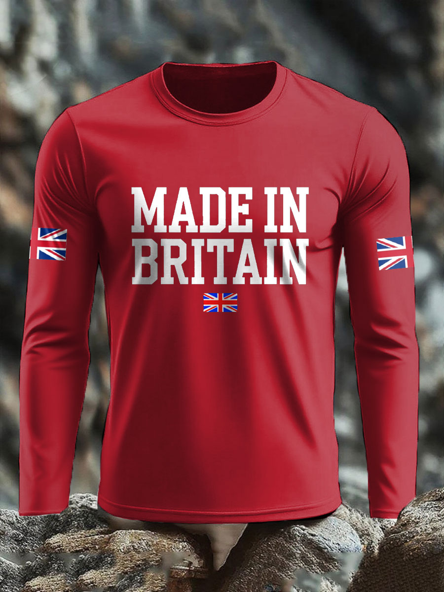 Men's UK Flag Lion Printed Casual Tops