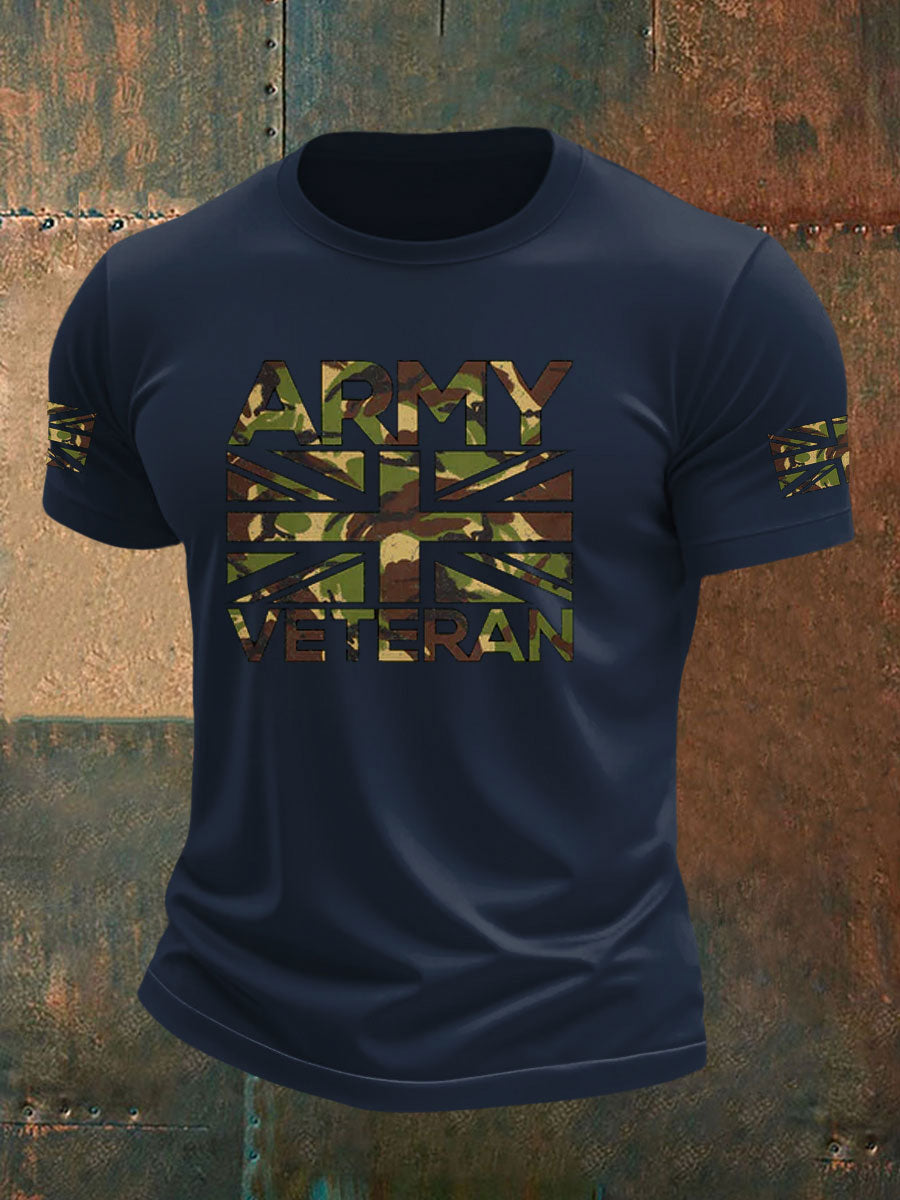 Men's British Veteran imitation cotton short-sleeved T-shirt