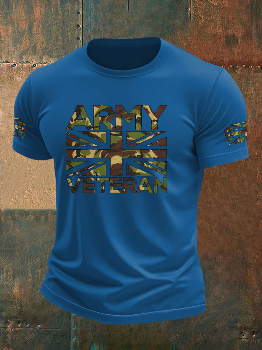 Men's British Veteran imitation cotton short-sleeved T-shirt