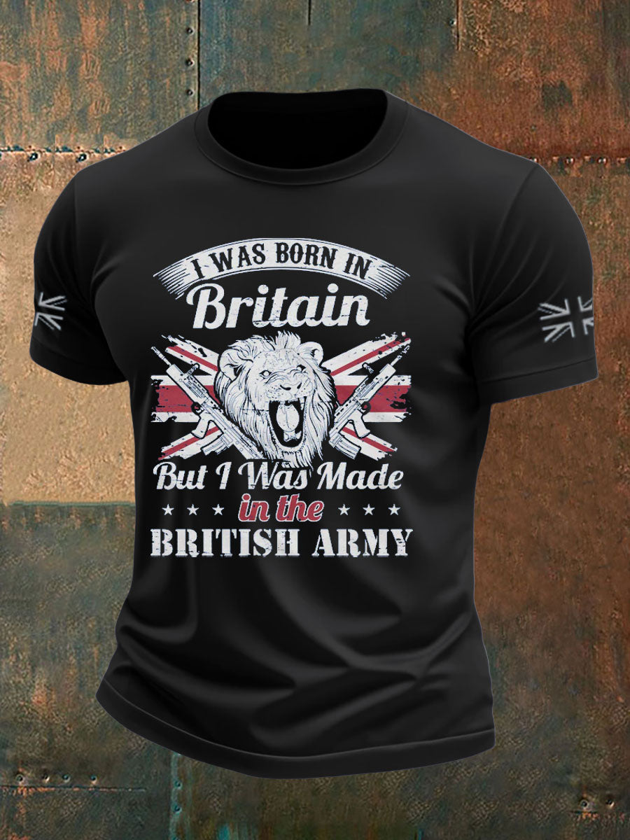 Men's British Veteran Printed imitation cotton short-sleeved T-shirt