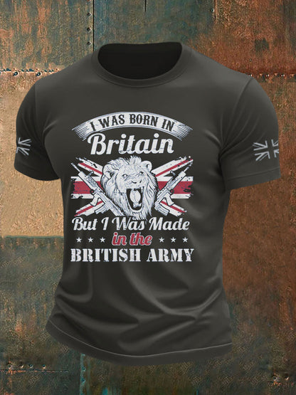 Men's British Veteran Printed imitation cotton short-sleeved T-shirt
