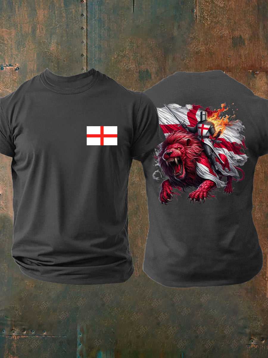 Men's English Crusaders Printed imitation cotton short-sleeved T-shirt