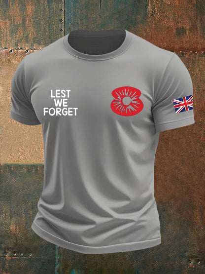 Men's British Veteran Printed imitation cotton short-sleeved T-shirt