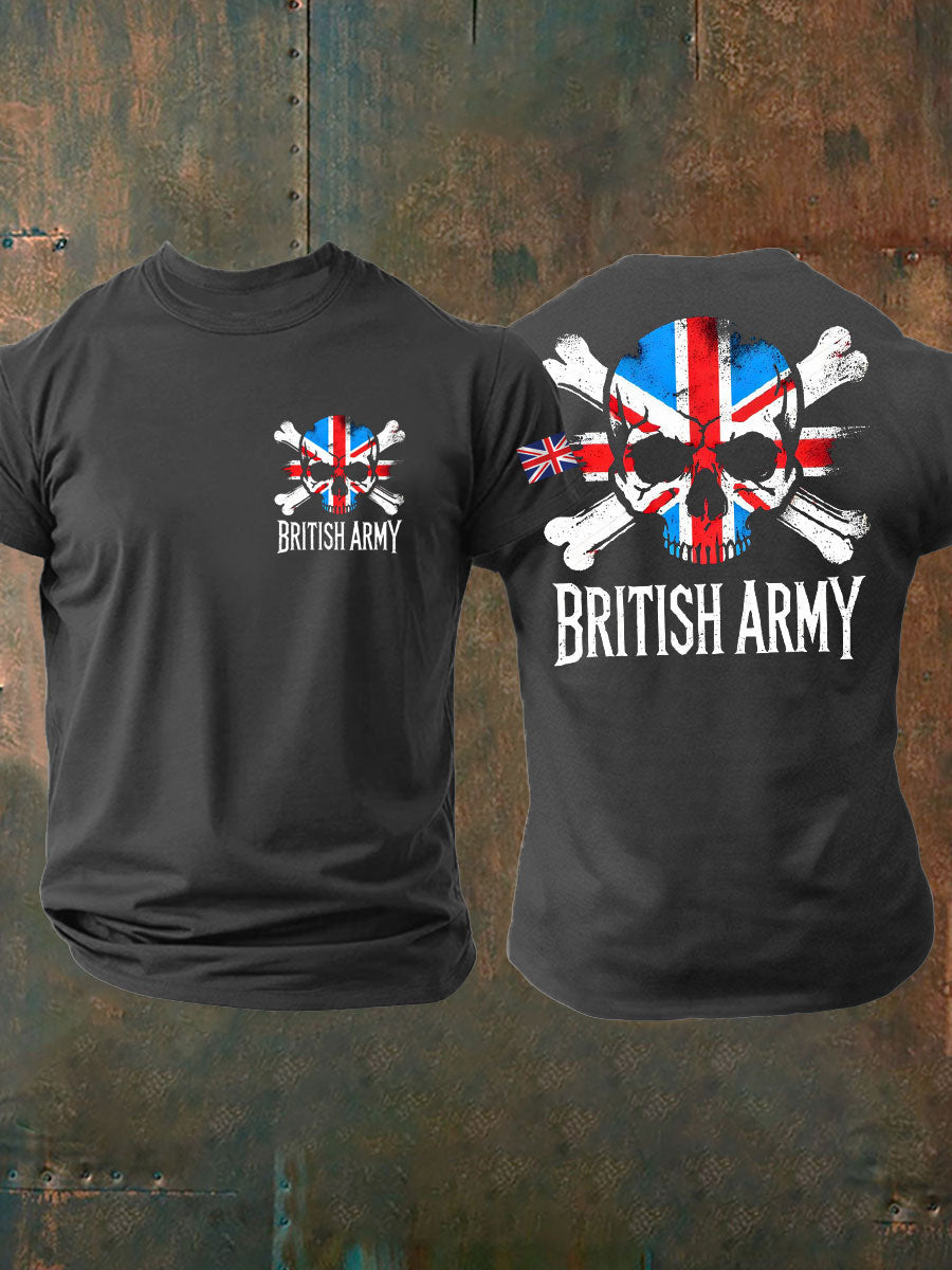 Men's British Veteran Printed imitation cotton short-sleeved T-shirt