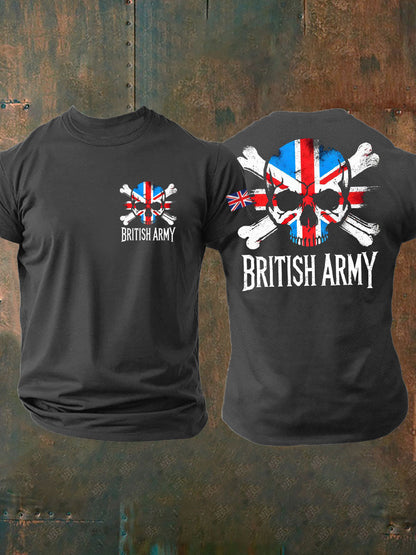 Men's British Veteran Printed imitation cotton short-sleeved T-shirt