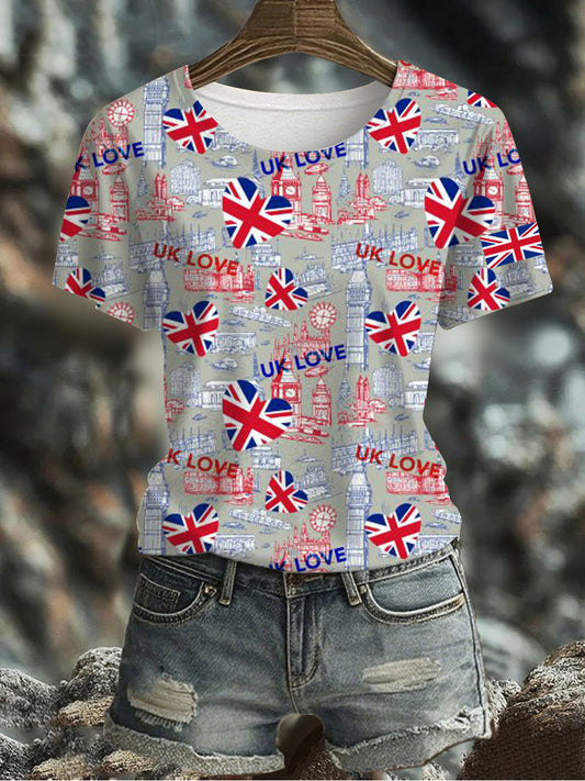Women's UK Flag Printed T-shirt