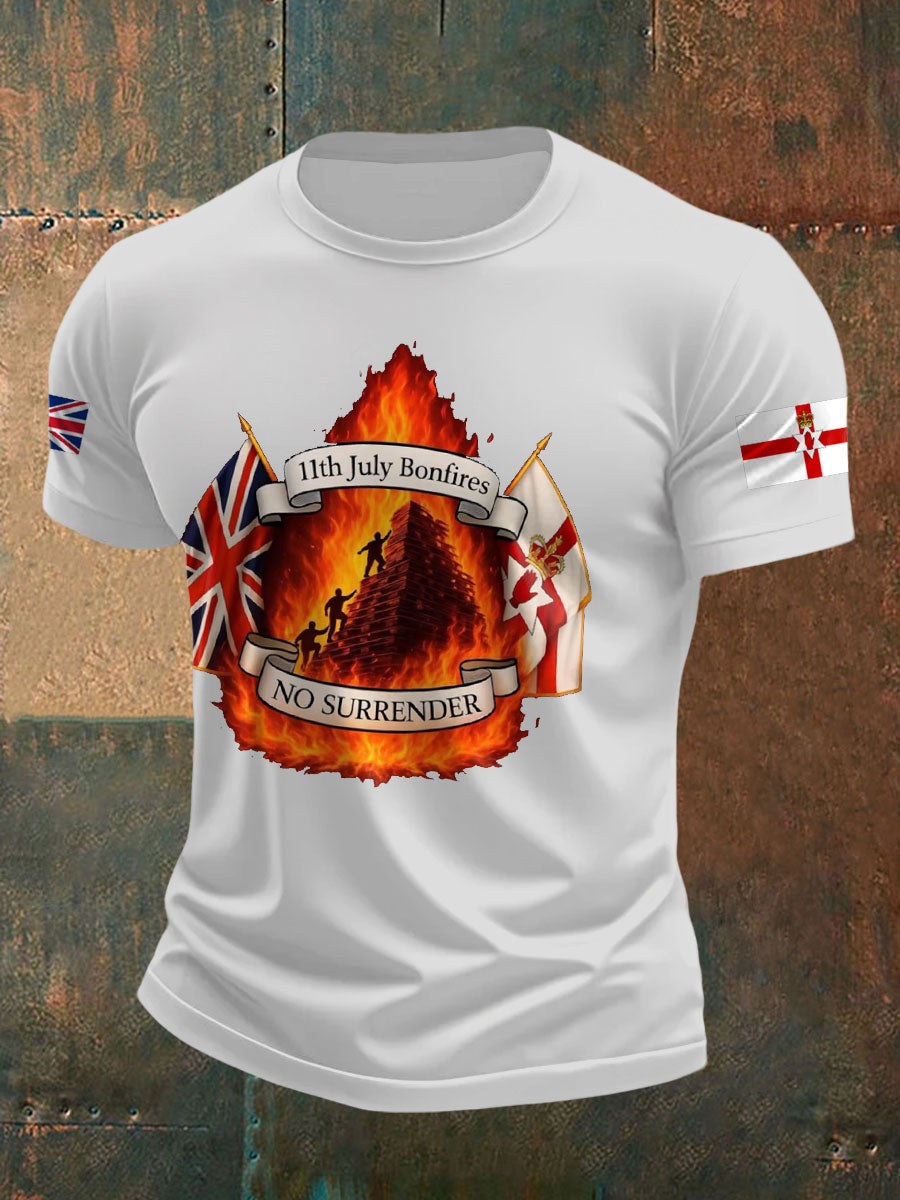 Men's UK Flag No Surrender Printed T-shirt