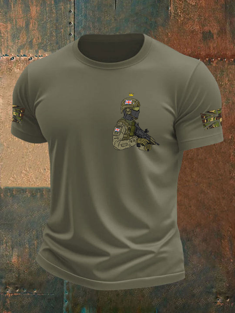 Men's British Veteran imitation cotton short-sleeved T-shirt