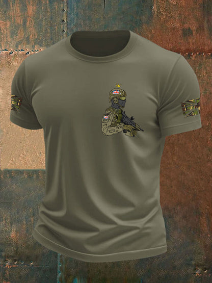 Men's British Veteran imitation cotton short-sleeved T-shirt