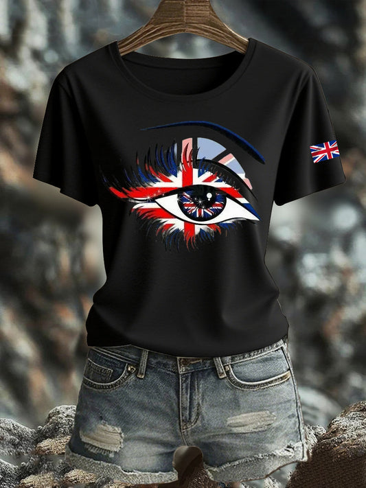 Women's British Printed Iron On Short Sleeve T-Shirt