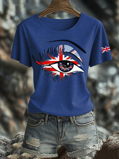 Women's British Printed Iron On Short Sleeve T-Shirt