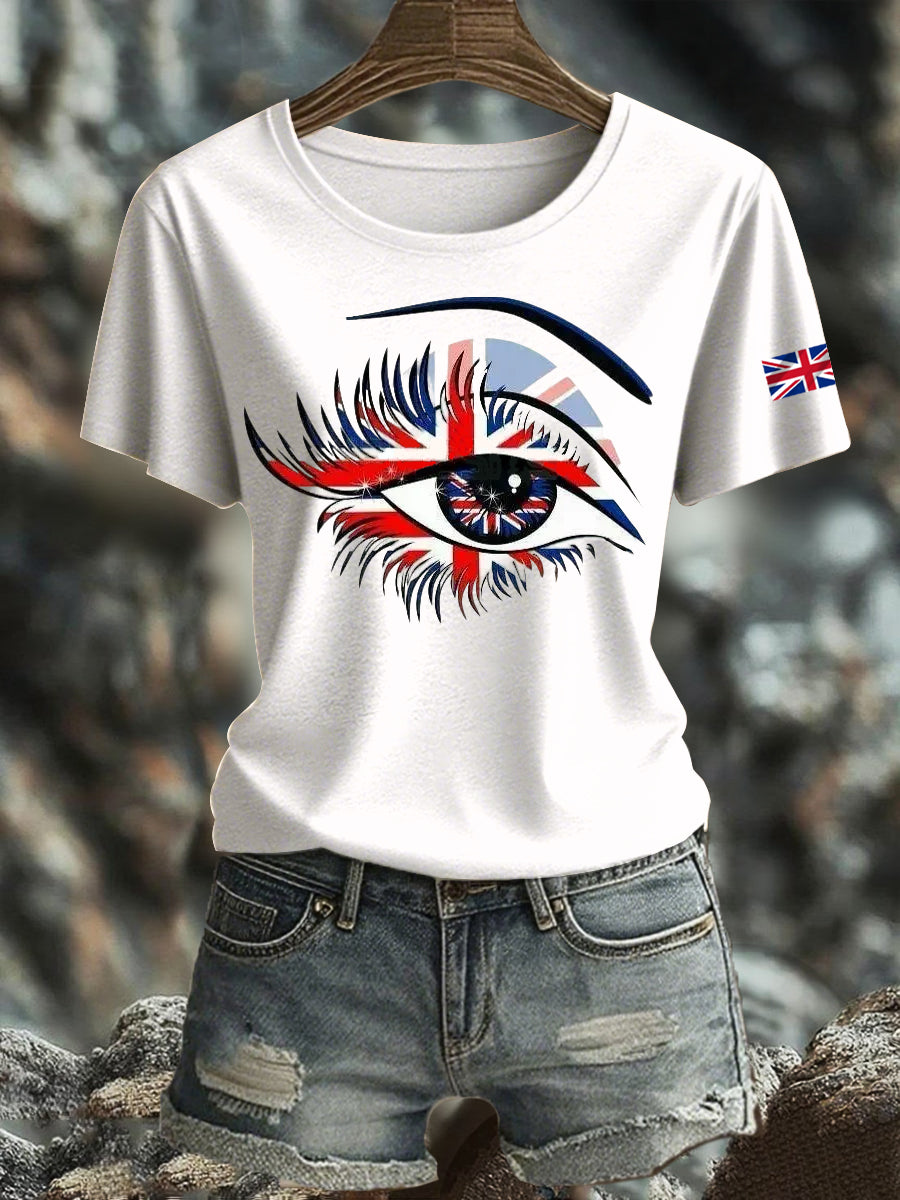 Women's British Printed Iron On Short Sleeve T-Shirt