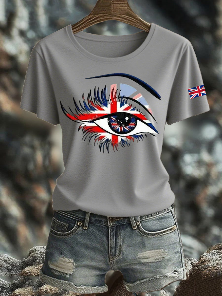 Women's British Printed Iron On Short Sleeve T-Shirt