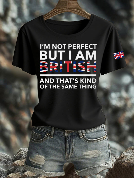 Women's British Printed Iron On Short Sleeve T-Shirt
