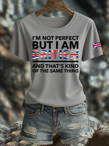 Women's British Printed Iron On Short Sleeve T-Shirt
