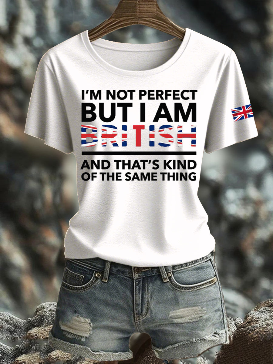 Women's British Printed Iron On Short Sleeve T-Shirt
