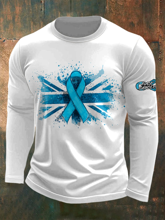 Men's Prostate Cancer UK Printed Long Sleeved Round Neck T-shirt