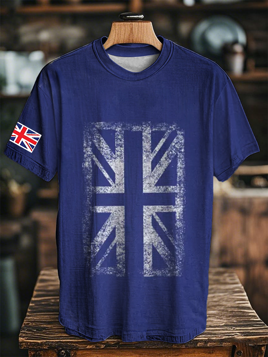 Men's England Flag Printed Short Sleeve T-shirt