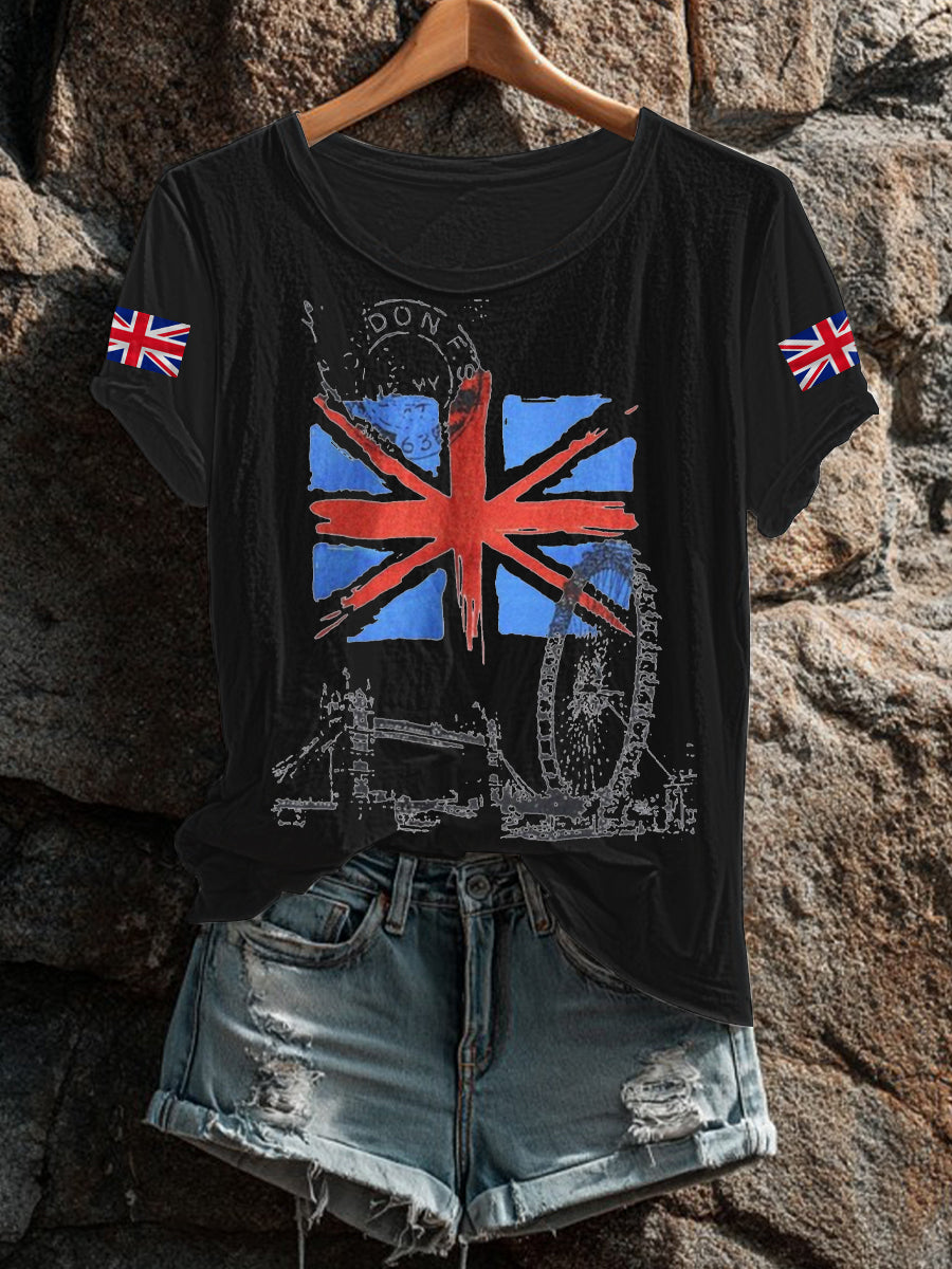 Women's UK Flag Printed T-shirt
