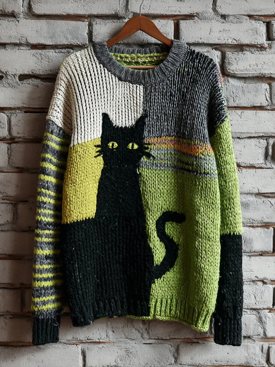 Men's Halloween Black Cat Imitation Sweater
