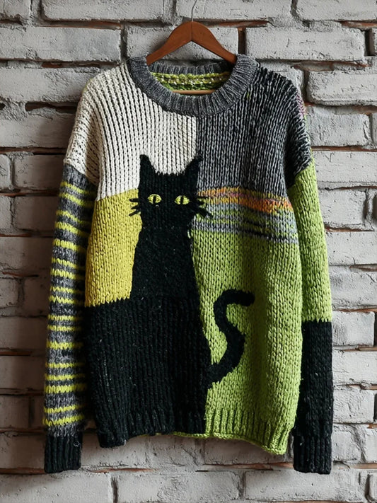 Men's Halloween Black Cat Imitation Sweater