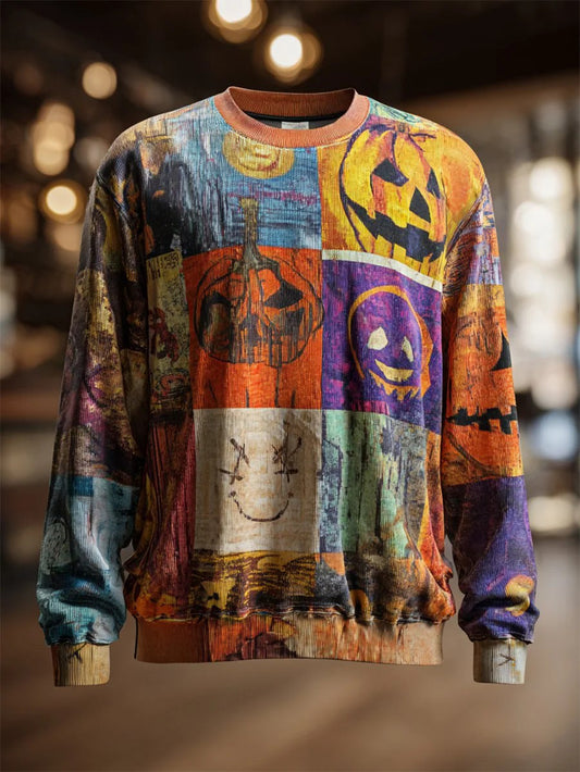 Men's Halloween Art Print Crew Neck Sweatshirt