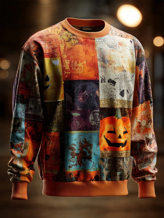 Men's Halloween Art Print Crew Neck Sweatshirt