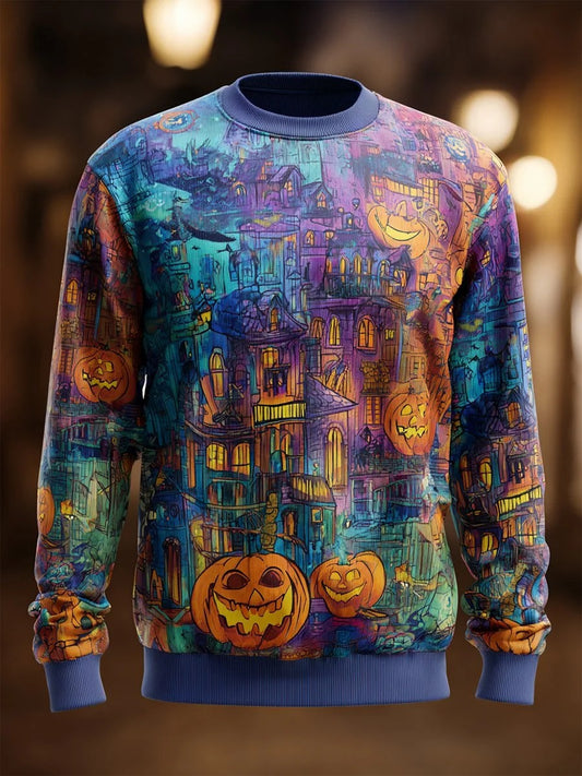 Men's Halloween Art Print Crew Neck Sweatshirt