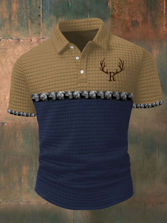Men's Vintage Western Elk Short Sleeve Shirt