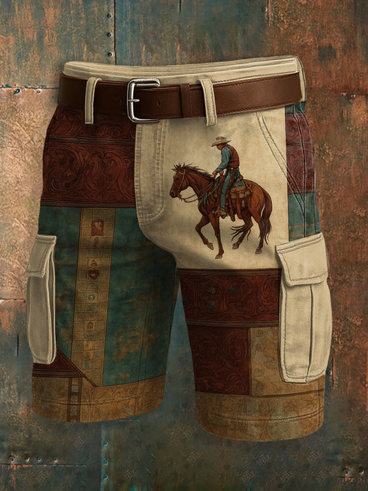Men's Western Retro Graphic Print Casual Shorts
