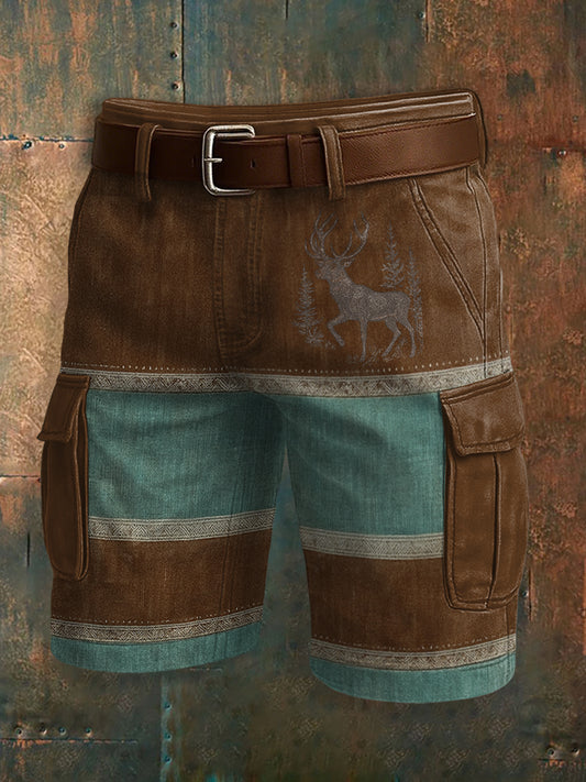 Men's Western Retro Graphic Print Casual Shorts