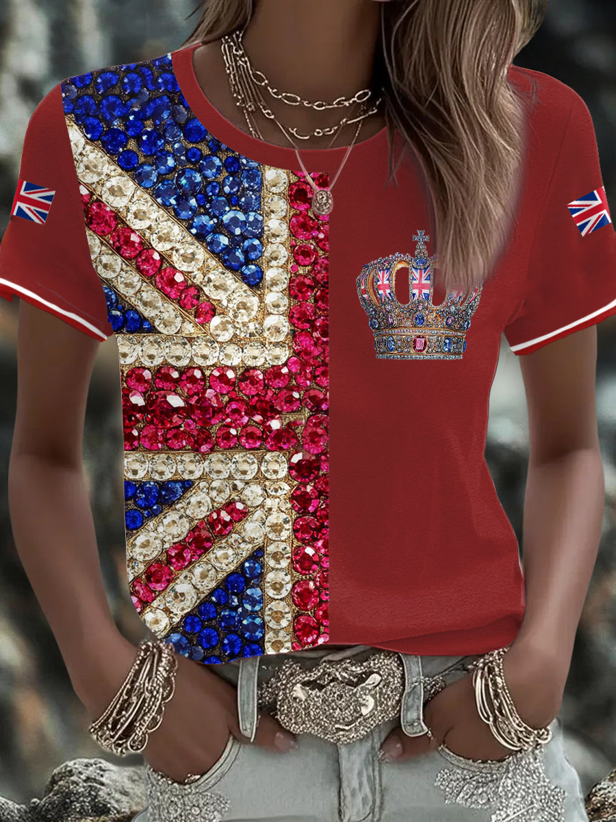 Women's UK Flag Art Printed T-shirt
