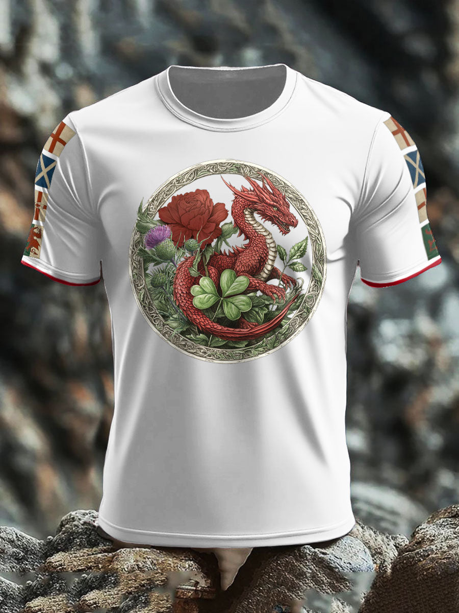 Men's UK Scotland England Northern Ireland Wales Flag Art Printed T-shirt