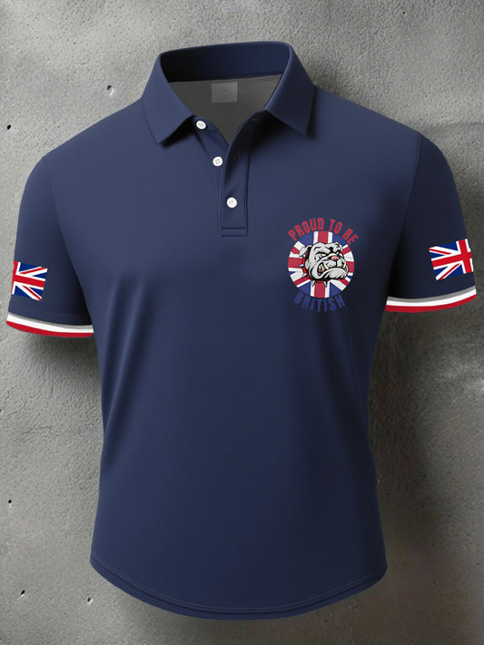 Men's Dog UK Flag Art Printed Casual Tops