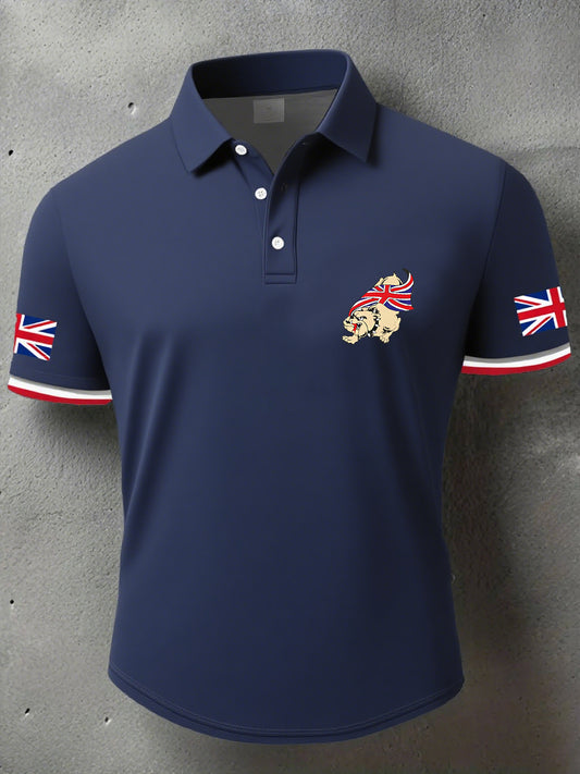 Men's Dog UK Flag Art Printed Casual Tops