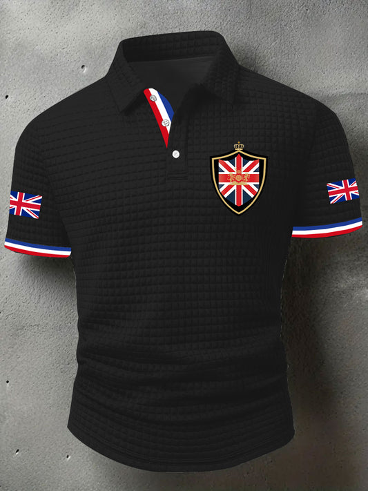 Men's UK Flag Print Casual Short-Sleeve Waffle Short Sleeve Top