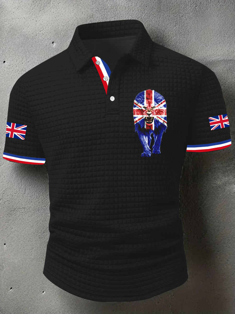 Men's UK Flag Print Casual Short-Sleeve Waffle Short Sleeve Top