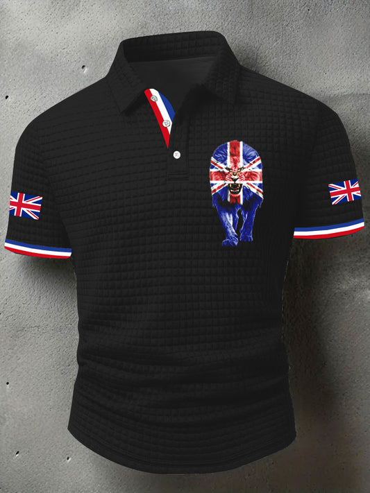 Men's UK Flag Print Casual Short-Sleeve Waffle Short Sleeve Top