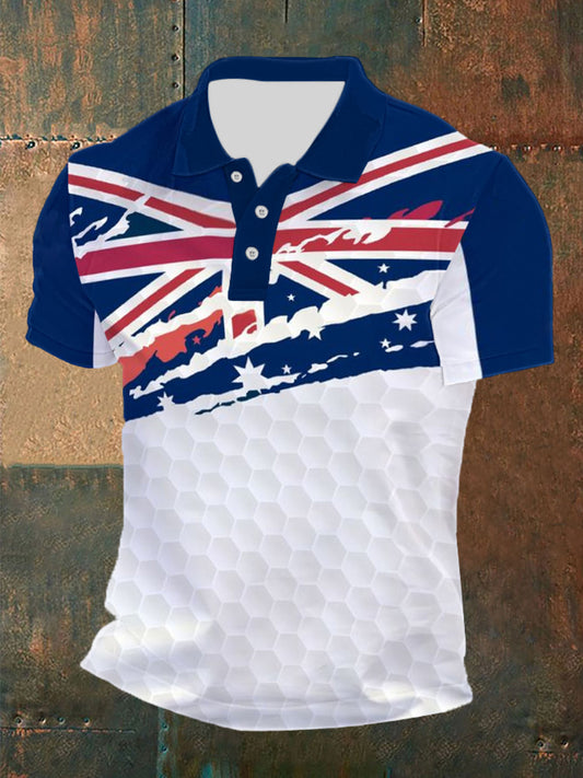 Men's UK Flag Printed Casual POLO T-shirt