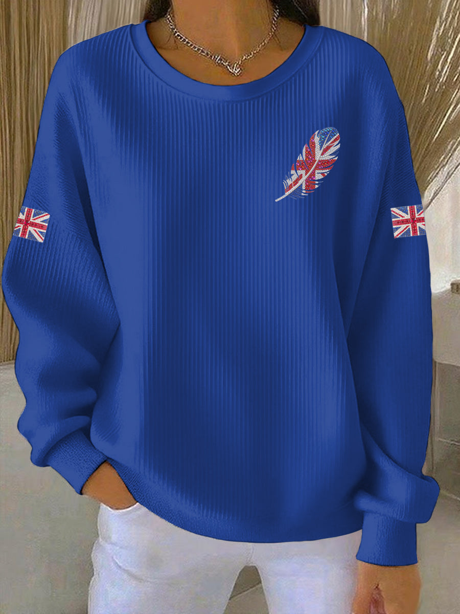 Women's British imitation diamond hot-drilling Printed Casual Sweatshirt