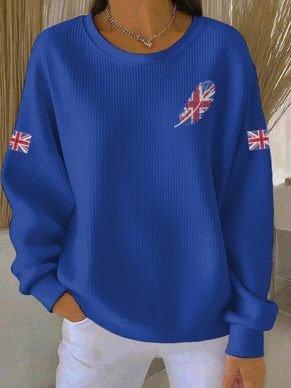 Women's British imitation diamond hot-drilling Printed Casual Sweatshirt