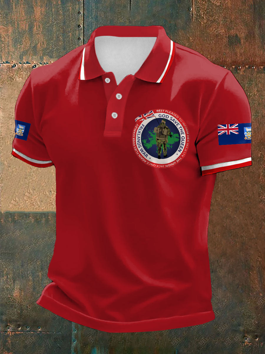 Men's Falklands War UK Flag Printed Casual Tops