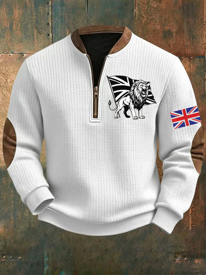 Men's Vintage England Flag Lion Printed Sweatshirt