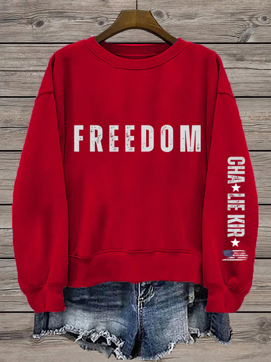 Women's Freedom Isn't Free American flag print casual sweatshirt