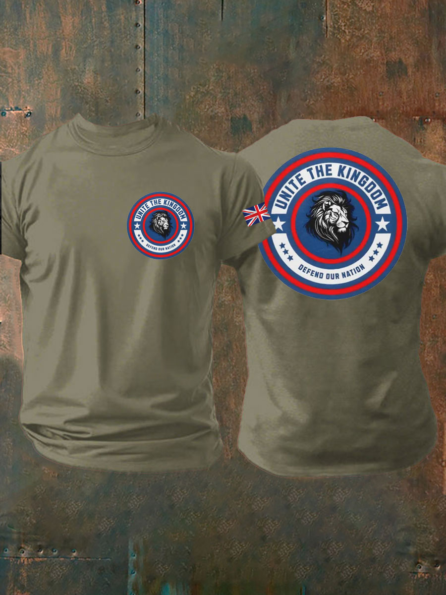 Men's Unite The Kingdom Defend Or Nation Printed imitation cotton short-sleeved T-shirt