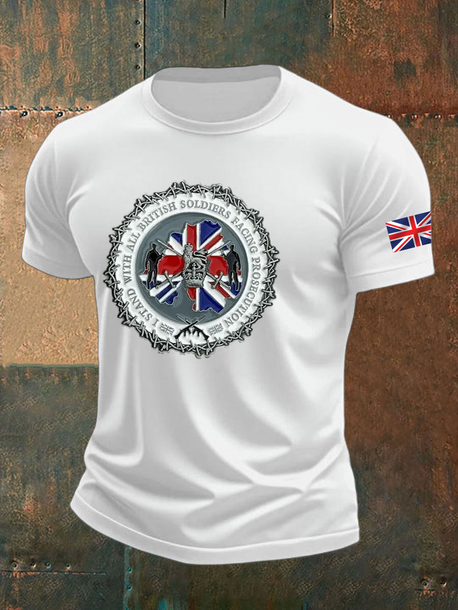Men's British Veteran imitation cotton short-sleeved T-shirt