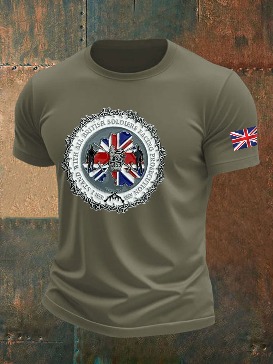 Men's British Veteran imitation cotton short-sleeved T-shirt