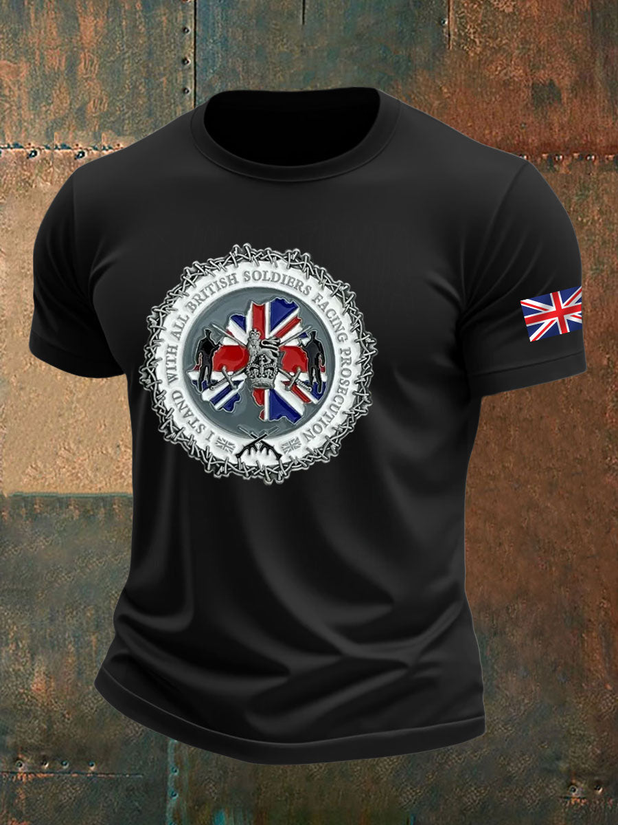 Men's British Veteran imitation cotton short-sleeved T-shirt
