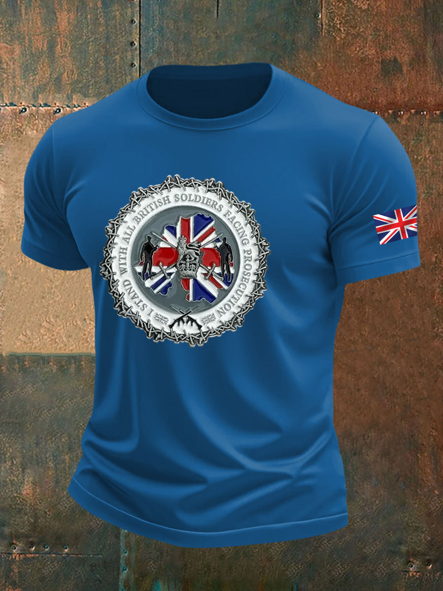 Men's British Veteran imitation cotton short-sleeved T-shirt